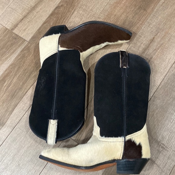 Dan Post Shoes - Vintage code west Dan post cow pony hair cowboy boots, size 6, handcrafted